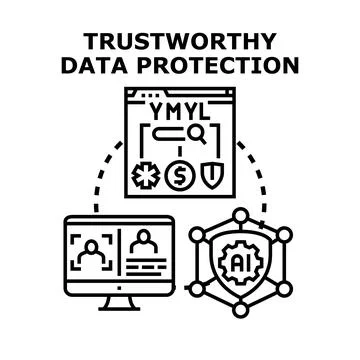 Trustworthy data protection securing personal information and privacy Stock Illustration