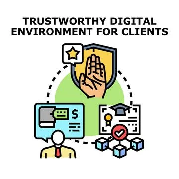 Trustworthy digital environment for client privacy and security Stock Illustration