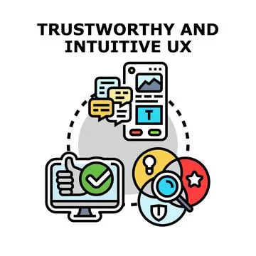 Trustworthy intuitive user experience creating satisfaction concepts Stock Illustration