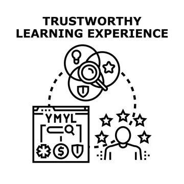 Trustworthy learning experience concept vector outline illustration Stock Illustration