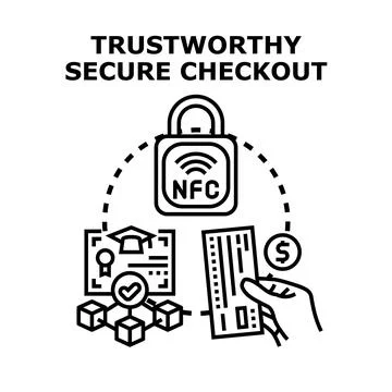 Trustworthy secure checkout concept for online shopping Stock Illustration