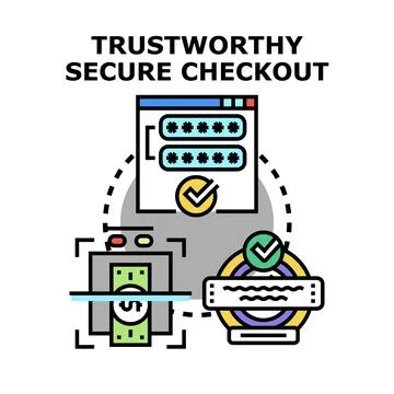 Trustworthy secure checkout process icon concept Stockillustratie