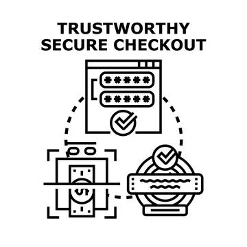 Trustworthy secure checkout process icon concept Stock Illustration