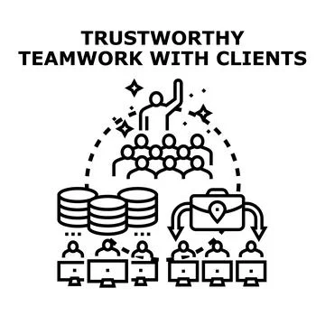 Trustworthy teamwork with clients concept vector Stock Illustration