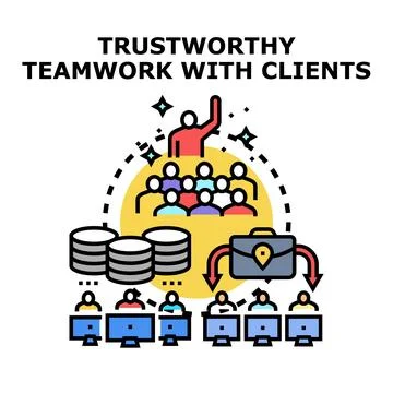 Trustworthy teamwork with clients concept vector Stock Illustration