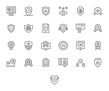 Trustworthy Vector Graphics Pack including 25 Regular Line Retina Ready Pix.. Stock Illustration