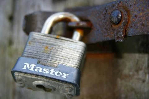 The Trusty Somewhat Rusty Lock Stock-Fotos