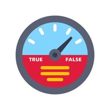 Truth and false indicator gauge showing verification concept Stock Illustration