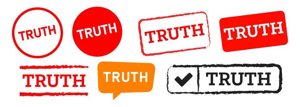Truth circle rectangle stamp and speech bubble sign label sticker design Stock Illustration
