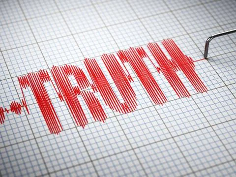 Truth concept.  Closeup of a polygraph lie detector with text. 3d Stock Illustration