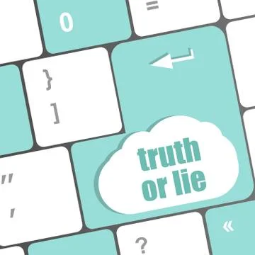 Truth or lie button on computer keyboard key Ilustración de archivo