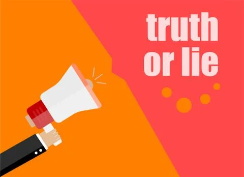 Truth or lie. Flat design business concept Digital marketing business man hol Illustrazione stock