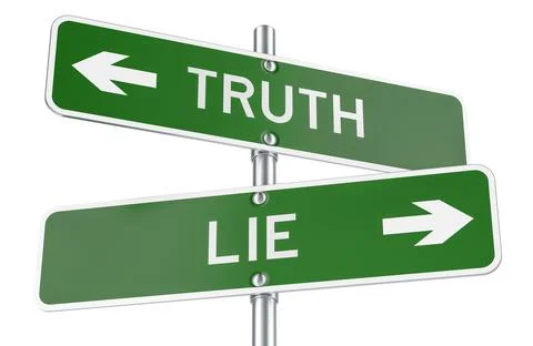 Truth or Lie green direction arrows, street signs. 3D rendering Stock Illustration