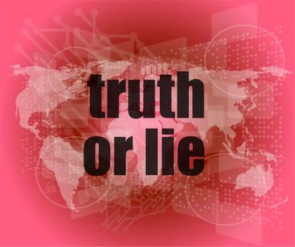 Truth or lie text on digital touch screen interface Illustrazione stock