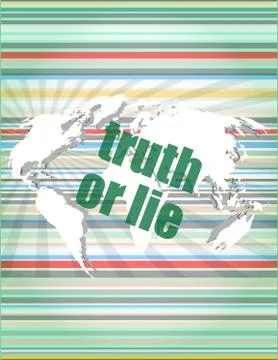 Truth or lie text on digital touch screen interface Illustrazione stock