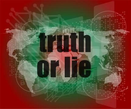 Truth or lie text on digital touch screen interface Ilustração Stock