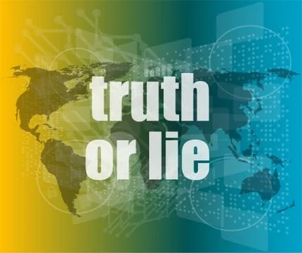 Truth or lie text on digital touch screen interface 库存插图