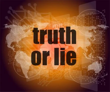 Truth or lie text on digital touch screen interface Illustrazione stock