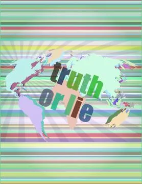 Truth or lie text on digital touch screen interface Illustrazione stock