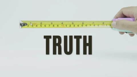 Truth text or word and tape measure on a white background symbolizing Vídeo Stock 302122666