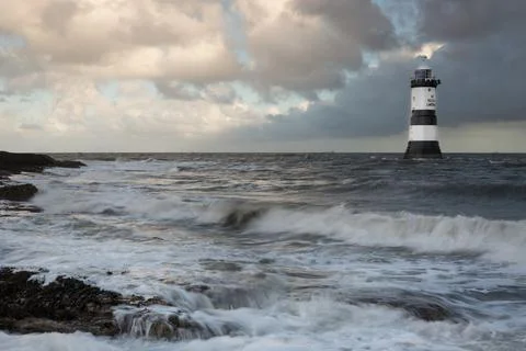 Trwyn Du lighthouse Foto stock