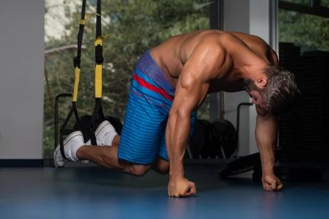 Trx Straps Training Push Ups Fotos de archivo