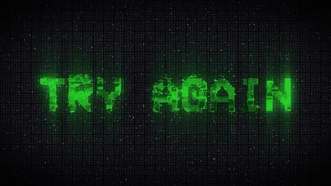 Try again pixel art with retro glitch and tv interference Illustrazione stock