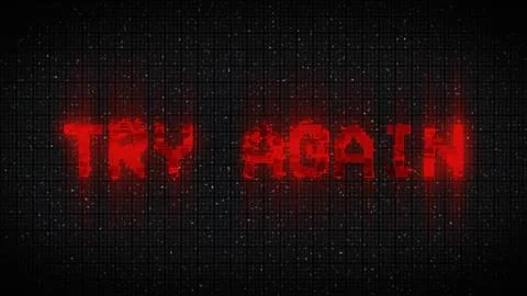Try again pixel art with retro glitch and tv interference Illustrazione stock