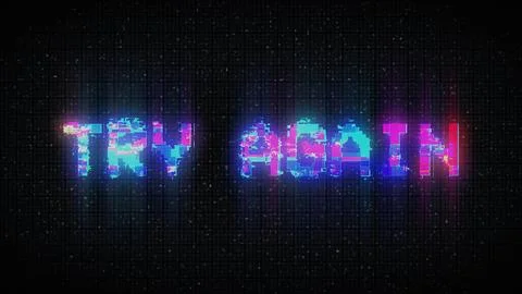 Try again pixel art with retro glitch and tv interference 스톡 일러스트