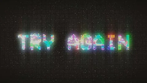 Try again pixel art with retro glitch and tv interference Stock Illustration
