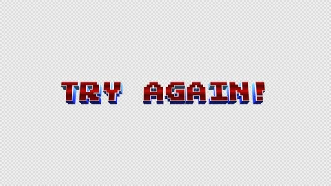 Try Again Retro 3D 8-Bit Arcade Title On Alpha Loop Stock Footage 283657382