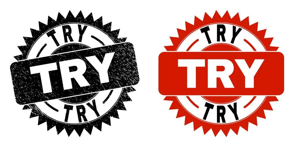 TRY Black Rosette Watermark with Corroded Texture Stock Illustration