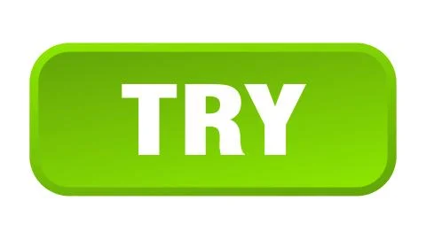 Try button. try square 3d push button Illustrazione stock