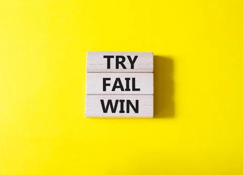 Try Fail Win symbol. Concept words Try Fail Win on wooden blocks. Beautiful.. 스톡 사진