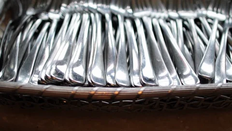 Try of forks hover over Stock Footage 96178394