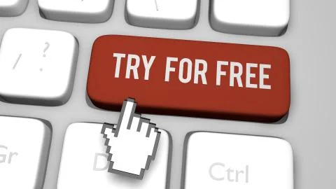 TRY FOR FREE keyboard key render illustration イラスト素材