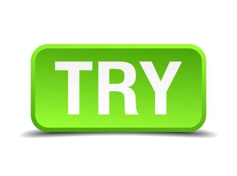 Try green 3d realistic square isolated button Stock Illustration