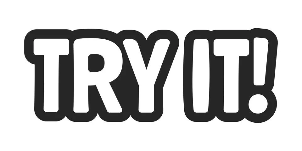 Try it bold outline call to action sticker Stock Illustration