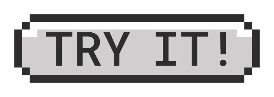 Try it monochrome pixel art button 스톡 일러스트