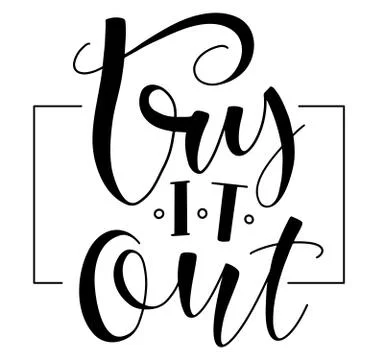 Try it out black text isolated on white background, vector stock illustration. Stock Illustration