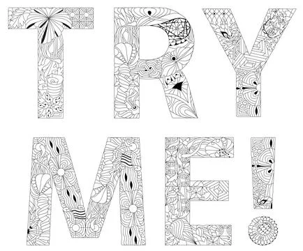 TRY ME for coloring. Vector decorative zentangle object for any purpose Illustrazione stock