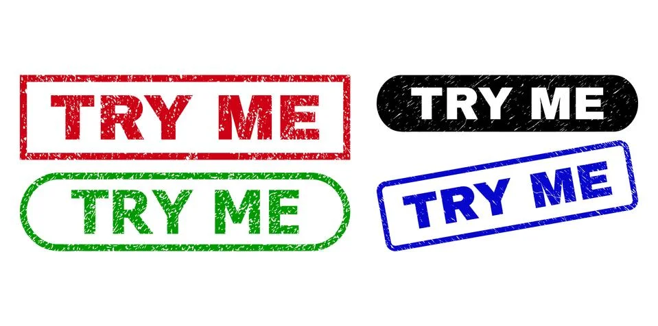 TRY ME Rectangle Seals with Corroded Texture Illustrazione stock