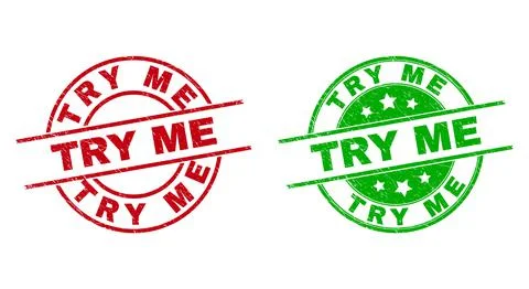 TRY ME Round Seals with Corroded Style Illustrazione stock