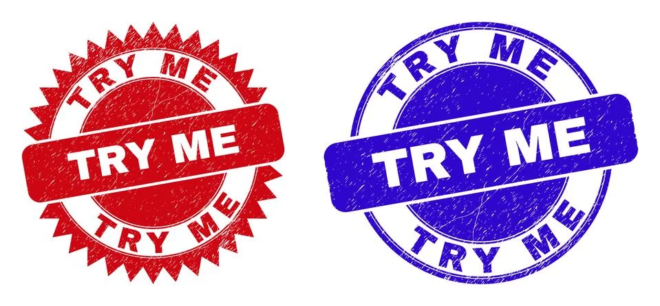 TRY ME Rounded and Rosette Watermarks with Scratched Style Illustrazione stock