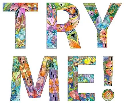 TRY ME. Vector decorative zentangle object for any purpose Illustrazione stock