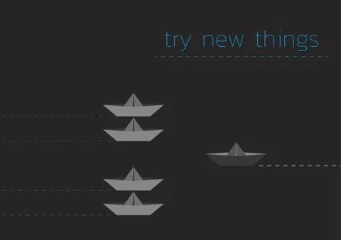 Try new things with a folded paper boat Stock Illustration