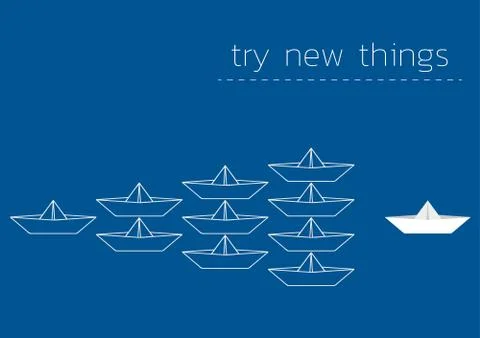 Try new things with a folded paper boat Stock Illustration