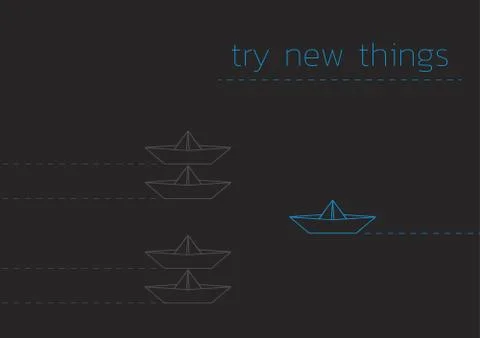 Try new things with a folded paper boat Stock Illustration