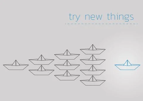 Try new things with a folded paper boat Stock Illustration