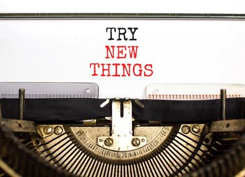 Try new things symbol. Concept words Try new things typed on beautiful old re Stock Photos